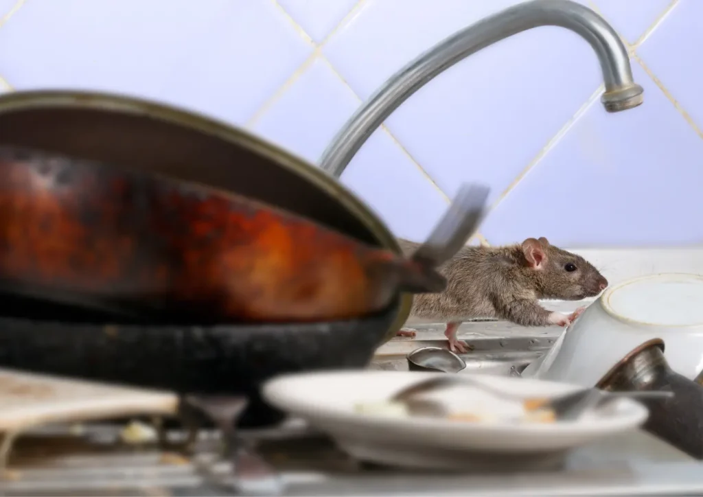 Rat dans la cuisine d'un restaurant